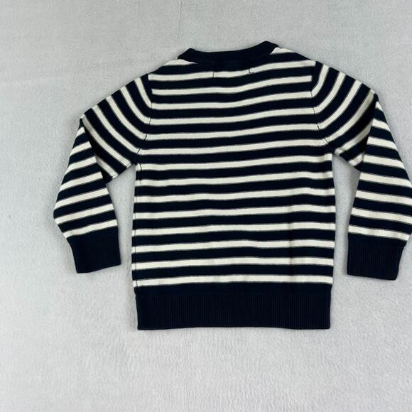 H&M Sweater Kids 3/4T Striped Navy Blue & White 100% Cotton Crewneck Knit - Picture 2 of 7